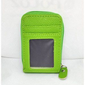 Green Mini Credit Card Case - Multi Card Slot Card Holder Wallet with ID Window